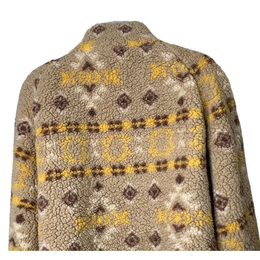 Love Tree Sherpa Jacket Aztec Print Zip Up Womens Large Teddy Bear Soft Gorpcore